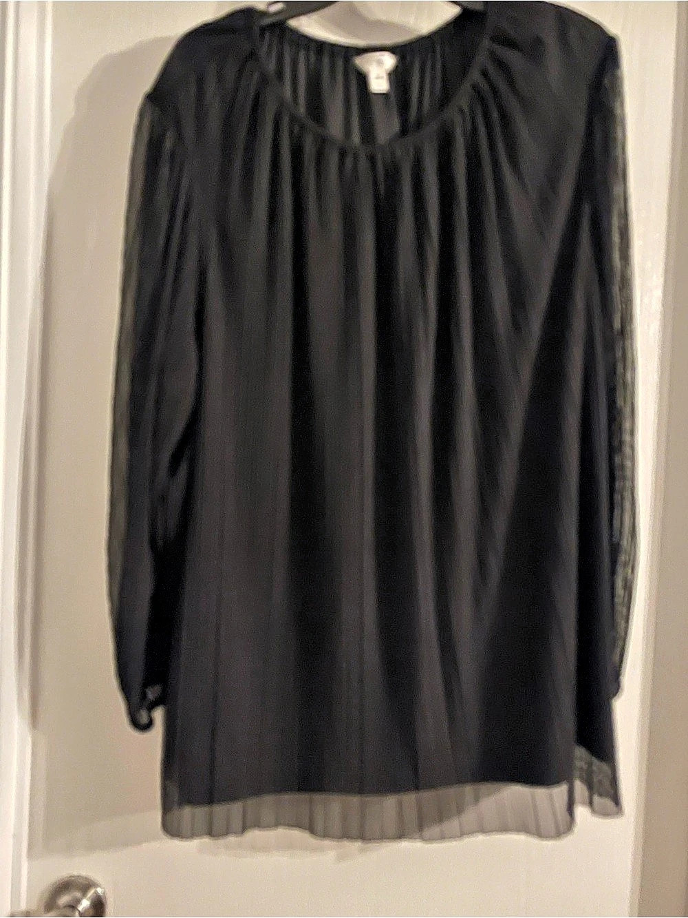Terra & Sky Sheer Sleeve Tunic in Black Size 3X Like New